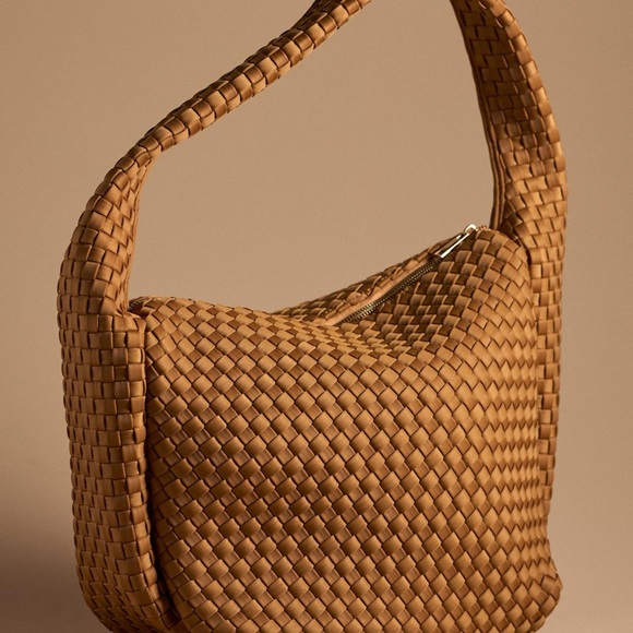 Anthropologie Neoprene Satchel Brown Woven Shoulder Bag